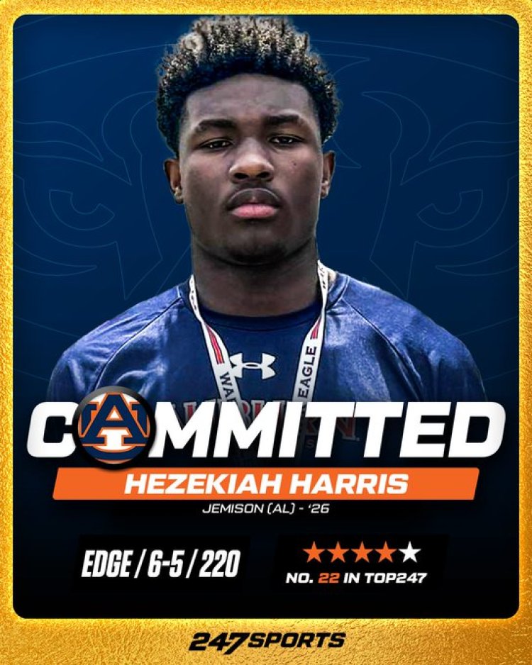 Auburn Secures Commitment from 4-Star 2026 Edge Rusher Hezekiah Harris