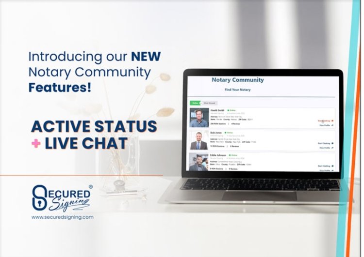 Secured Signing Notary Community platform enables notaries to connect with clients online, receive jobs, and chat directly