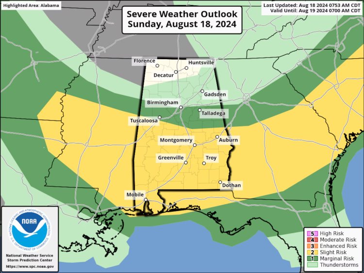 Alabama Faces Severe Storms and Extreme Heat on Sunday