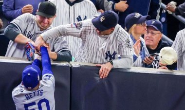 Yankees Fan Snatches Ball from Mookie Betts After Struggling to Remove Glove