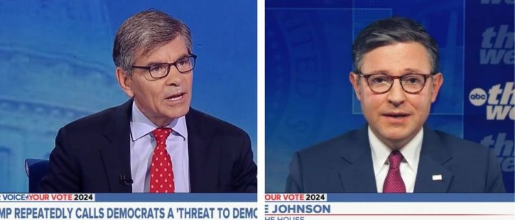 Stephanopoulos Loses Composure as Johnson Declines to Criticize Trump Family's Reaction to Democrats' Rhetoric.