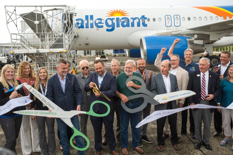 The first-ever commercial flight lands at Gulf Shores International Airport after a long wait.