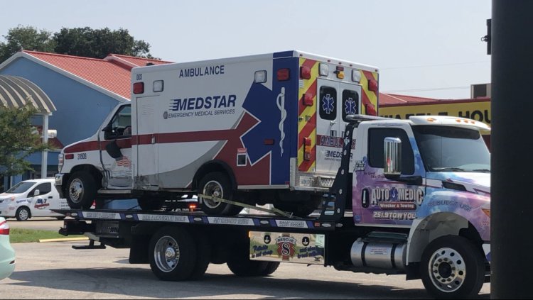 In Baldwin County, an ambulance collides on an emergency run, sending four people to the hospital.